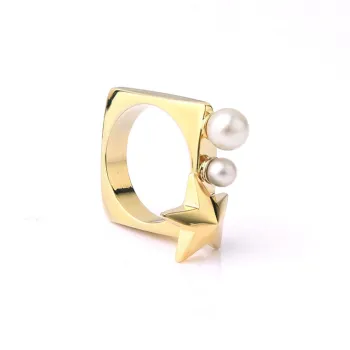 Glam Ever Trendy Square Pearl Rings Women's
