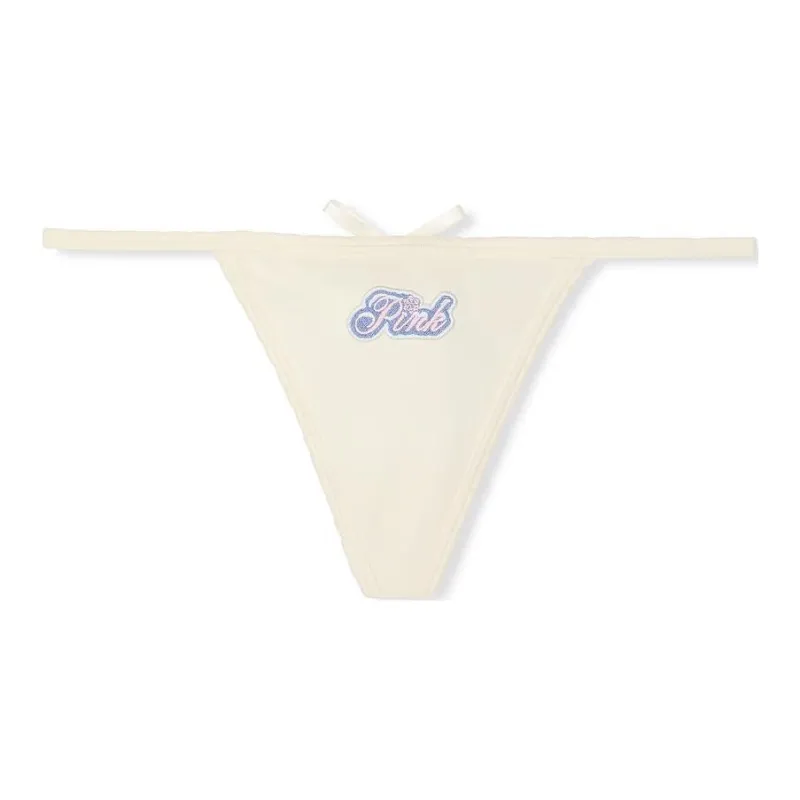 Victoria's Secret PINK Powder Puff Cotton V-String Panty / CPT Underpants Women's 1 Pack Yellow-0