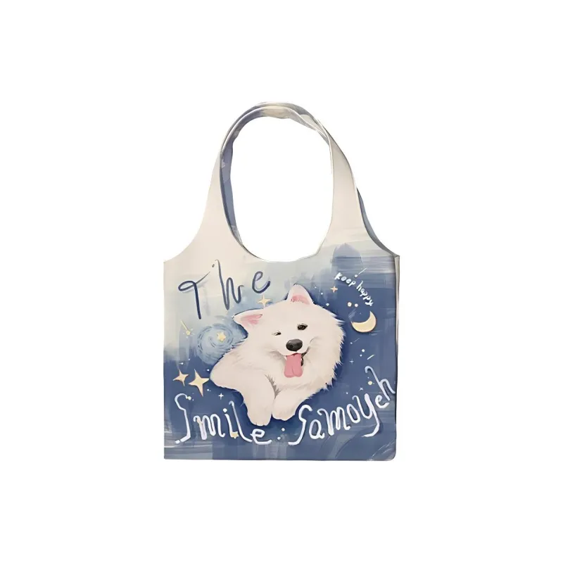 AOSONG Suede Tech Fabric Shoulder Bag Regular Unisex Goodnight Samoyed-1