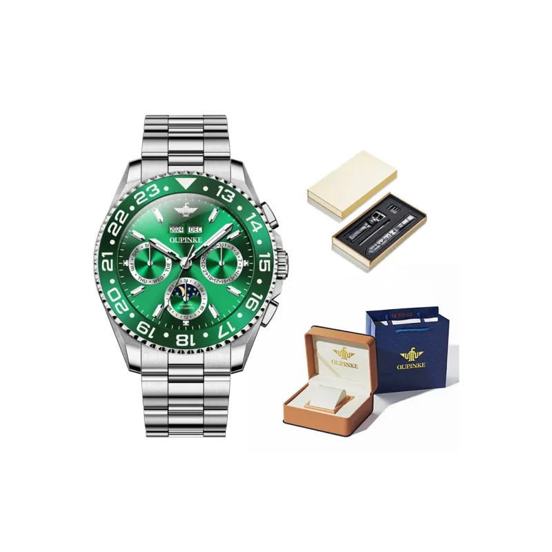 Oupinke Mechanical Movement Stainless Steel Watchband Watch Men's Watches White Dial-18