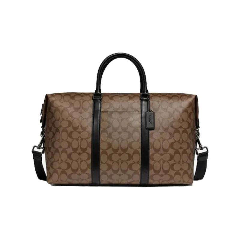 COACH Trekker Canvas Travel Bag Large Size Men's Brown Black Multicolor-5