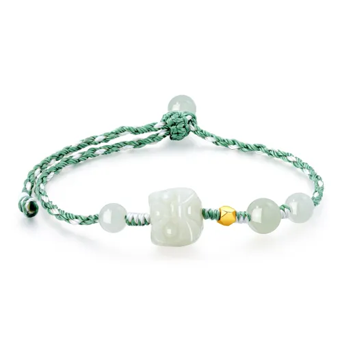 Lao Feng Xiang Hetian Jade Bracelets Green Jade Women's