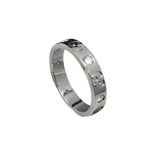 GUCCI 18K White Gold Rings Unisex Silver