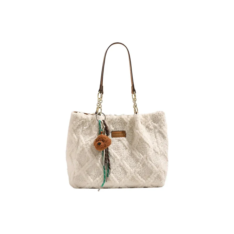 PAYOT Plush Tote Bag Shopping Bag Shoulder Bags Regular Women's Ecru-0