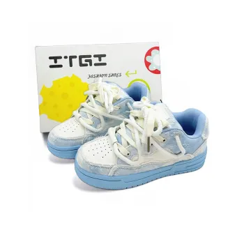 ITGI Anti Slip Wear Resistant Low Top Skateboard Shoes Unisex White Blue