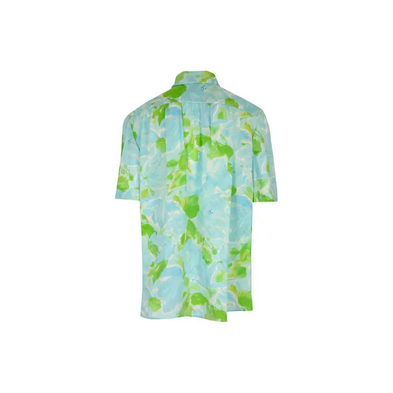 Balenciaga Short Sleeve Scarf Blouse 'Blue/Green'-1