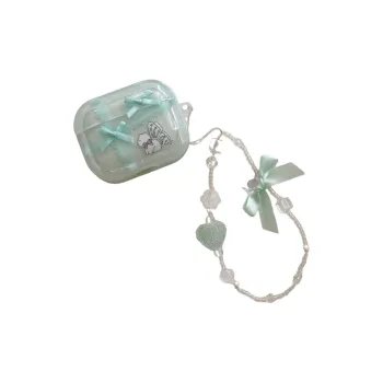 Baohuguang Compatible With AirPods Pro 2/3/1 TPU Ins Mint Green Bowknot Kitten Headphone Cases
