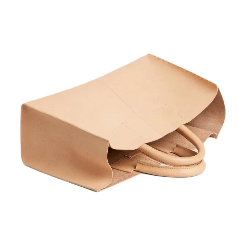 ZARA Cow Leather Tote Bag Shopping Bag Handbag Mini Women's Light Beige-3