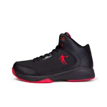 QIAODAN Cushioning Wear Resistant High Top Plus Size Performance Basketball Shoes Men's Black Red