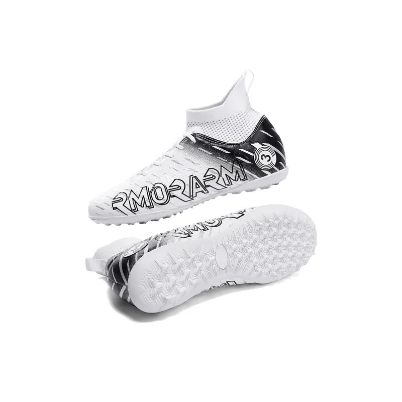 OFFER AITR Soccer Shoes Unisex High Top Black/White/Cyan-9