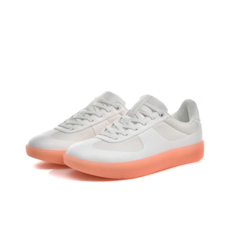 TREEPERI Coverage Slip Resistant Cushioning Low Top Skateboard Shoes Unisex White Orange-1