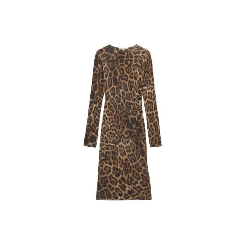 Stella McCartney Leopard Printed Long Sleeved Midi Dress