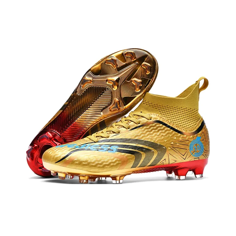 CAMKIDS Slip Resistant Anti Kick Lightweight Cushioning Support High Top Kids' Soccer Shoes Teenagers-17