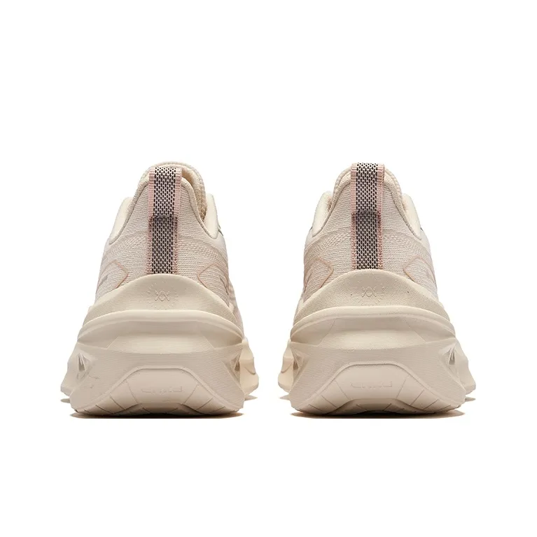 Erke Cushioned Wear-Resistant Breathable Low-Top Casual Running Shoes Women's Egg Milk Gray Microcrystalline White-3