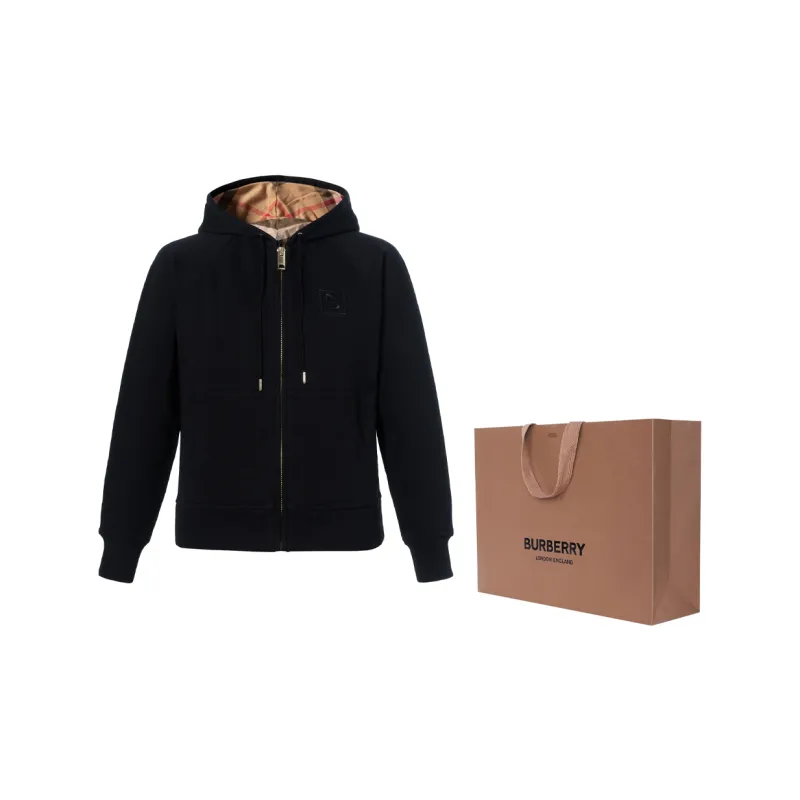 Burberry Women's Letter Graphic Cotton Blend Zip Hoodie Burberry Women's Letter Graphic Cotton Blend Zip Hoodie