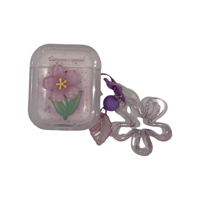 Baohuguang Compatible With AirPods 2/1/pro TPU Ins Refreshing Fade Purple Floral Headphone Cases-2
