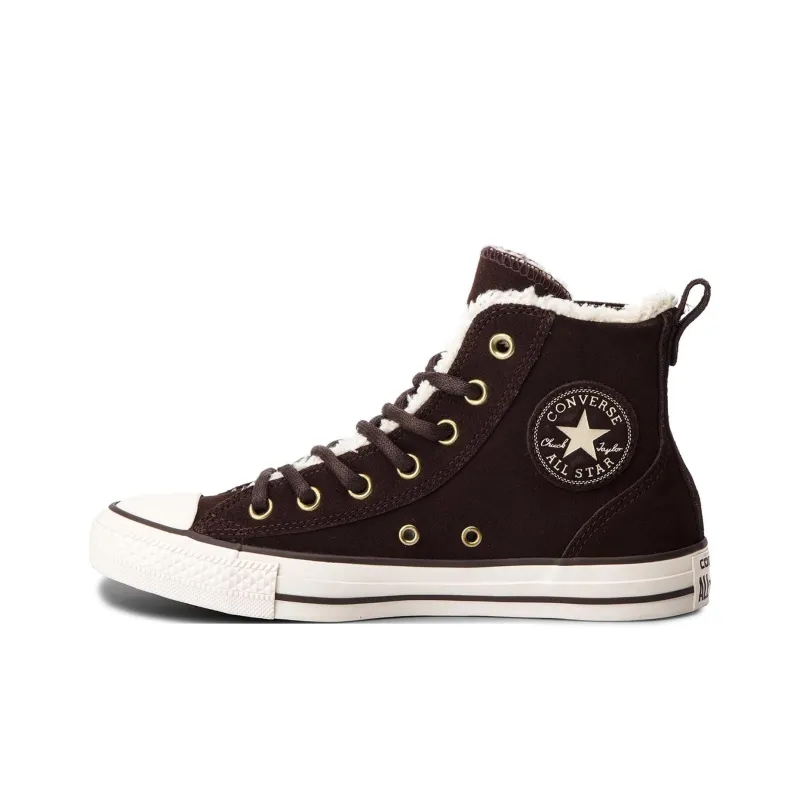 Converse Anti-Slip Wear-Resistant High-Top Skateboard Shoes Women's Dark Brown-1