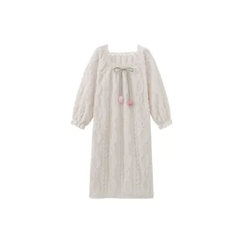 CAIHENGTONG Nightgown Women's Bowknot Floral Apricot