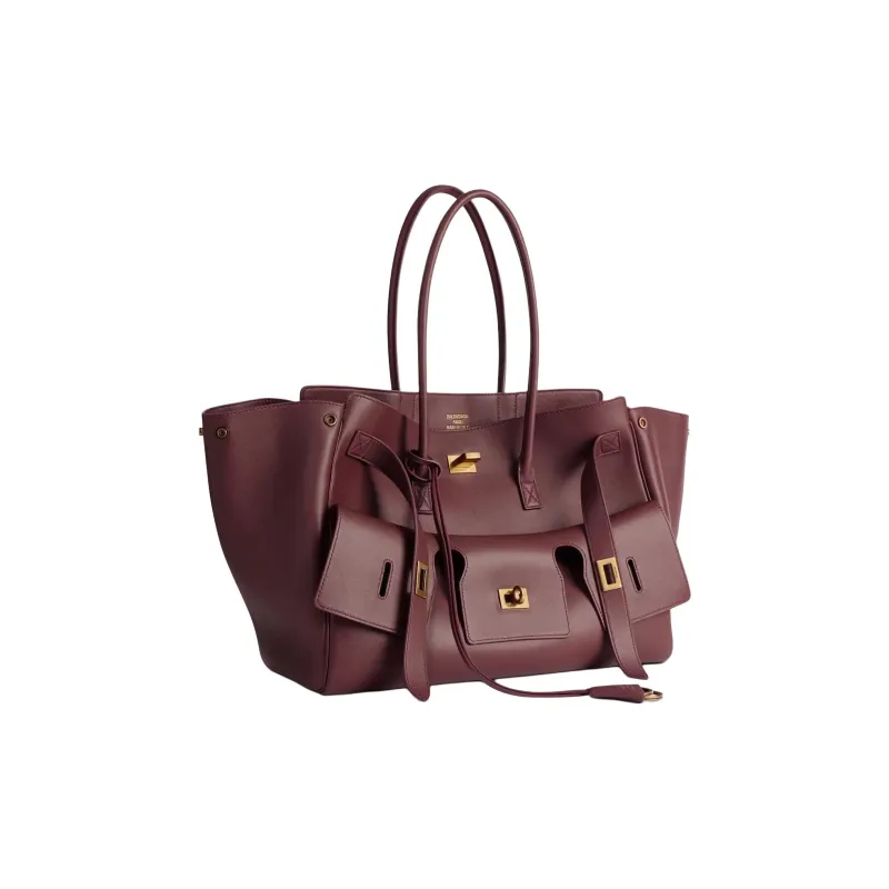 Balenciaga Smooth Calf Leather Tote Bag, Shopping Bag, Handbag Medium Size Women's Dark Burgundy-1