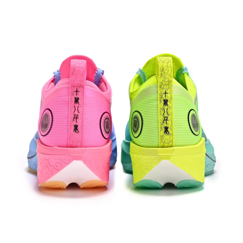 CIERSES Low Top Running Shoes Unisex Fluorescent Cherry Blossom Pink Tranquil Blue Mismatched-2