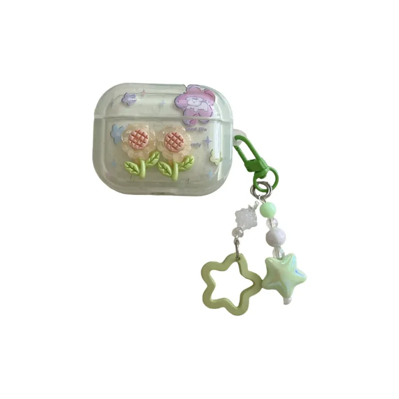 Baohuguang Compatible With AirPods 2/1/pro TPU Ins Summer 3D Effect Sunflower Floral Headphone Cases-2