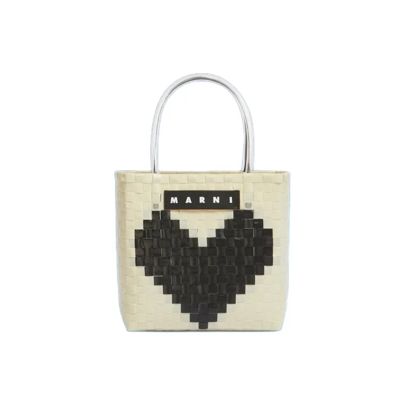 MARNI Polypropylene Tote Bag, Shopping Bag, Handbag Mini Women's White & Black-0