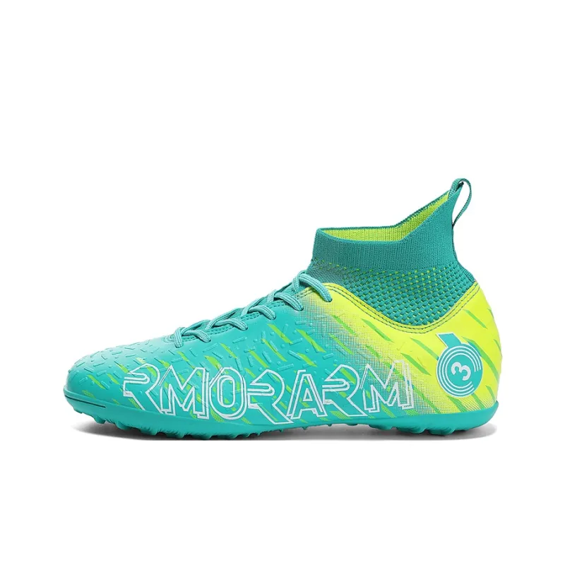 OFFER AITR Soccer Shoes Unisex High Top Black/White/Cyan-12