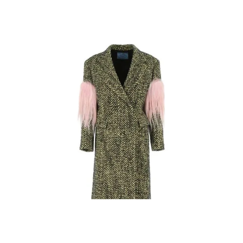 PRADA Fringed Chevron Knitted Coat-4