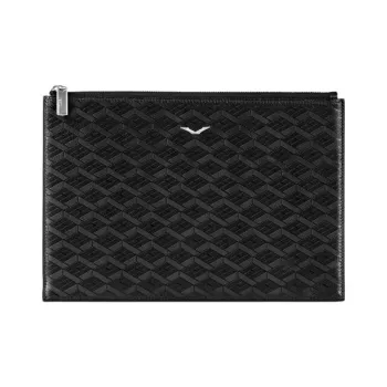 VERTU Flame Pattern Calfskin Super Body Clutch Unisex Black