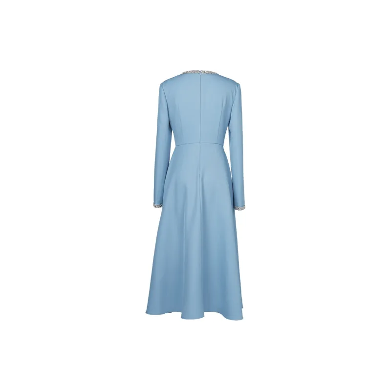 Duffy Fashion Long Sleeved Dresses Women's Blue-1