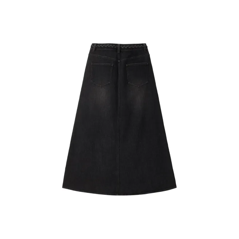 UNIQLO Denim Long Skirt Women's Black-1