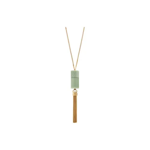 SAINT LAURENT Rhinestone Plexiglass Brass Necklaces Women's Green