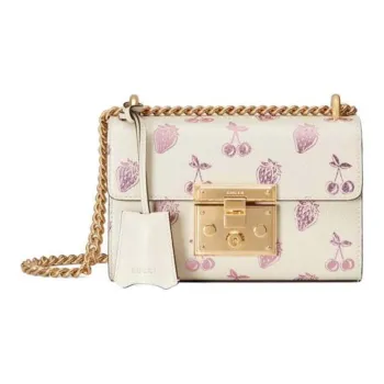 GUCCI Padlock Leather Crossbody Bag Shoulder Bag Small Size Women's White