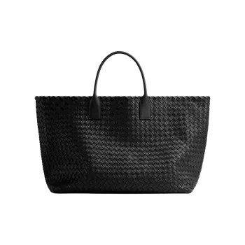 Bottega Veneta Lambskin Tote Bag Shopping Bag Handbag Regular Men's Black