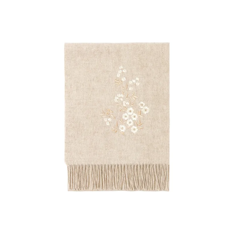 Shanghai Story Sheep Wool Knit Scarves Women's Sandalwood 5 Colors To Choose From-8