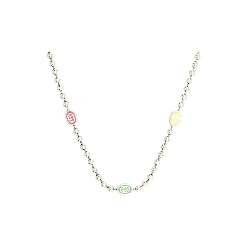 GUCCI Sterling Silver Interlocking G Necklace-0