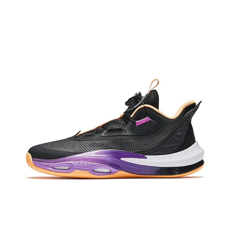 Antakids Anti Slip And Wear Resistant Breathable Low Top Children's Basketball Shoes Black/Light Purple Teenagers-0