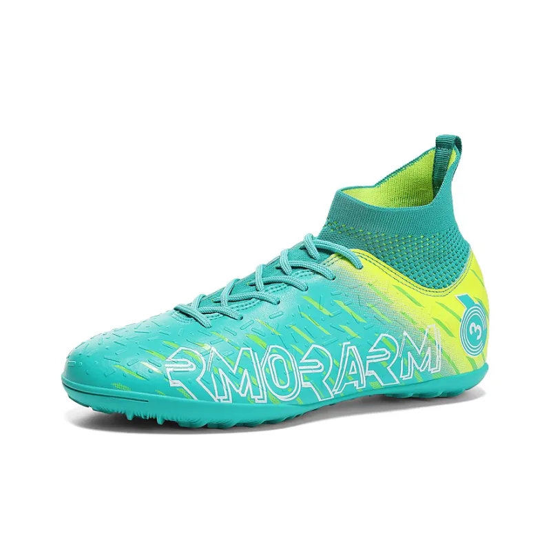 OFFER AITR Soccer Shoes Unisex High Top Black/White/Cyan-13