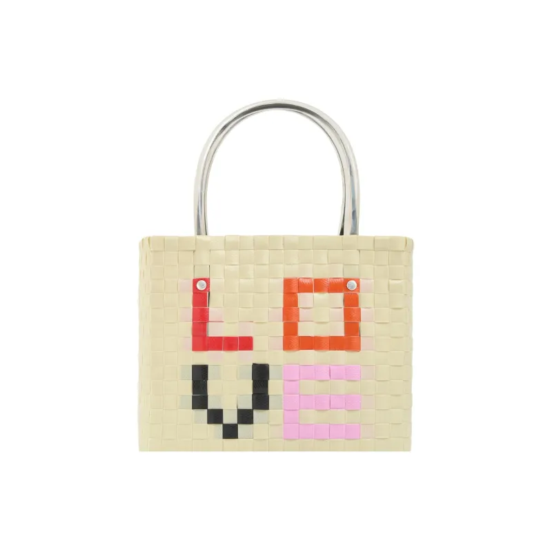 MARNI Polypropylene Tote Bag, Shopping Bag, Handbag Mini Women's White & Black-3