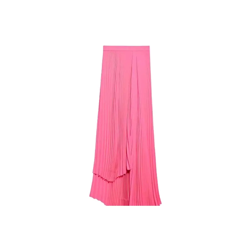 Balenciaga Assymetric Pleated Midi Skirt 'Fluo Pink'-4