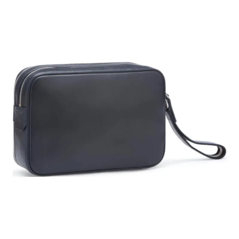 BALLY Genuine Leather Clutch Men's Navy Blue-3
