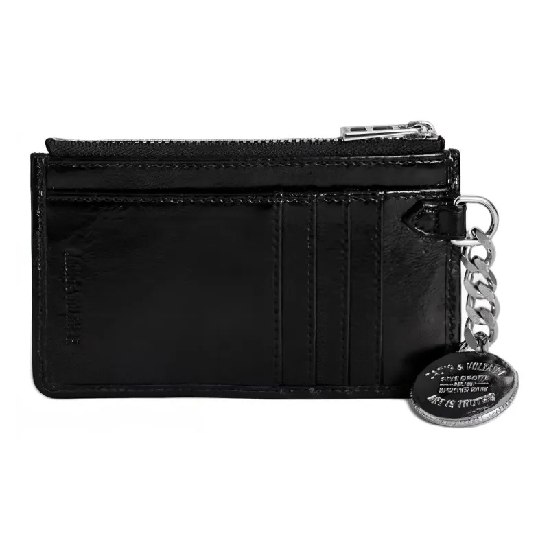 Zadig & Voltaire Patent Leather Card Holder Women's Black-1