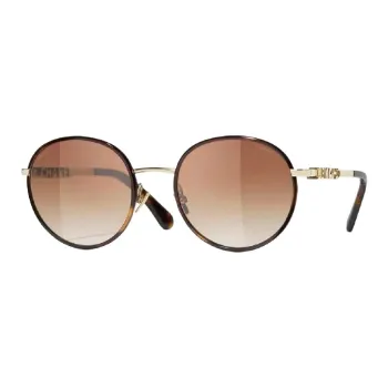 CHANEL Metal Round Sunglasses Unisex Tortoiseshell