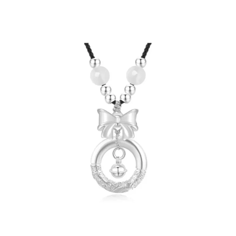 Chongqing Gold Store S999 Fine Silver Chalcedony S990 Silver Necklaces Women's-5