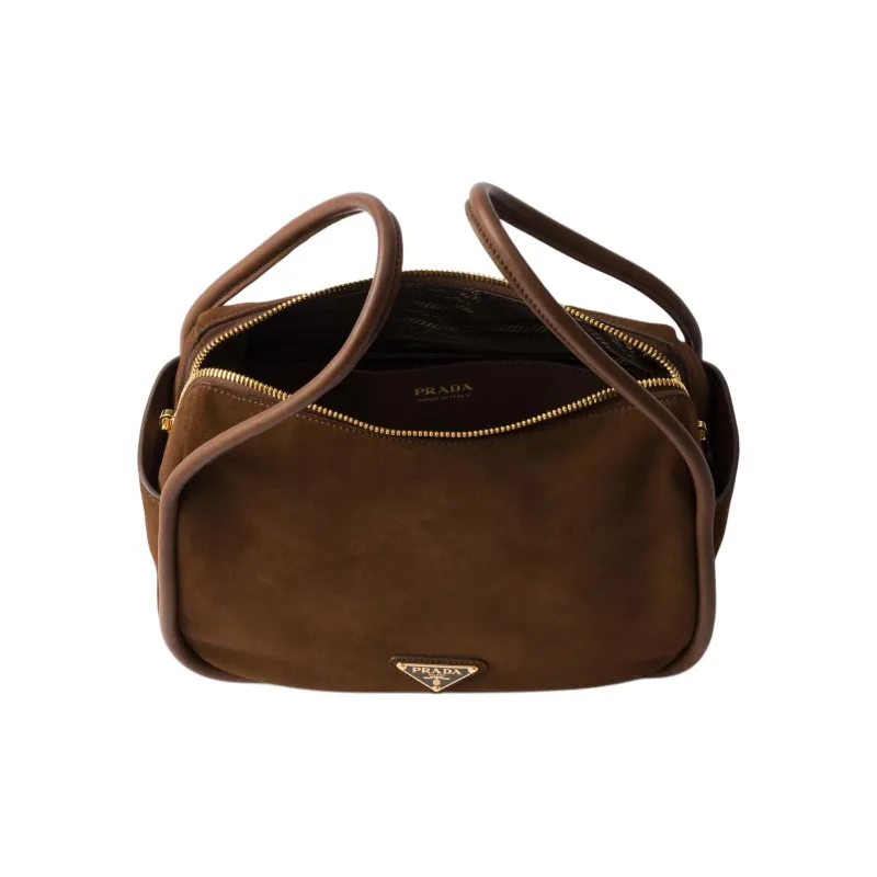 PRADA Leather Shoulder Bag, Crossbody Bag, Handbag Women's Cocoa Brown-4