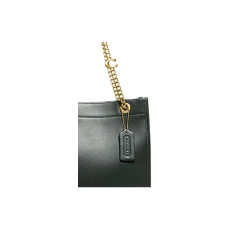 COACH Leather One Shoulder Handbag Tubas Women's Green-3