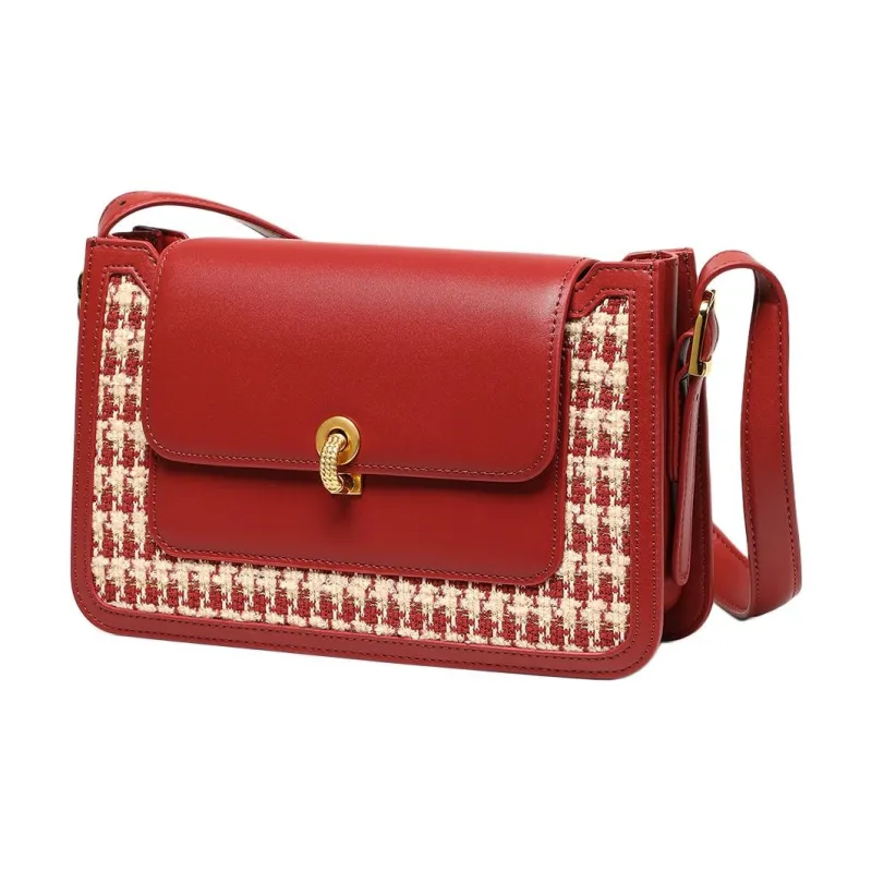 MILLIE'S Synthetic Leather Crossbody Shoulder Bag Small Square Bag Regular Women's Cherry Red-3