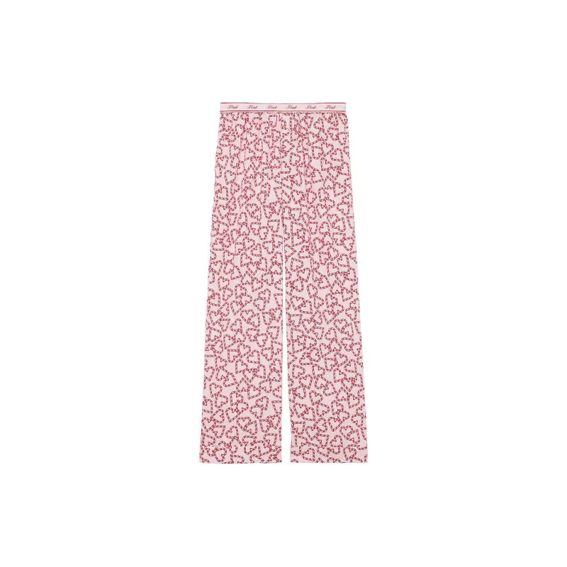 Victoria's Secret PINK Flannel Sleep Pants / PinkTulipW/Red Candy Cane Hearts Pajama Pants Women's Pink-0
