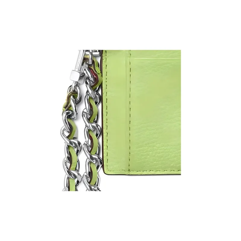 MICHAEL KORS Litchi Grain Leather Card Holder Trumpets Women's Lime-4