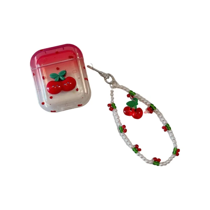 Baohuguang Compatible With AirPods 2/1/pro TPU Ins Gradient Gradient 3D Effect Cherry Headphone Cases-2